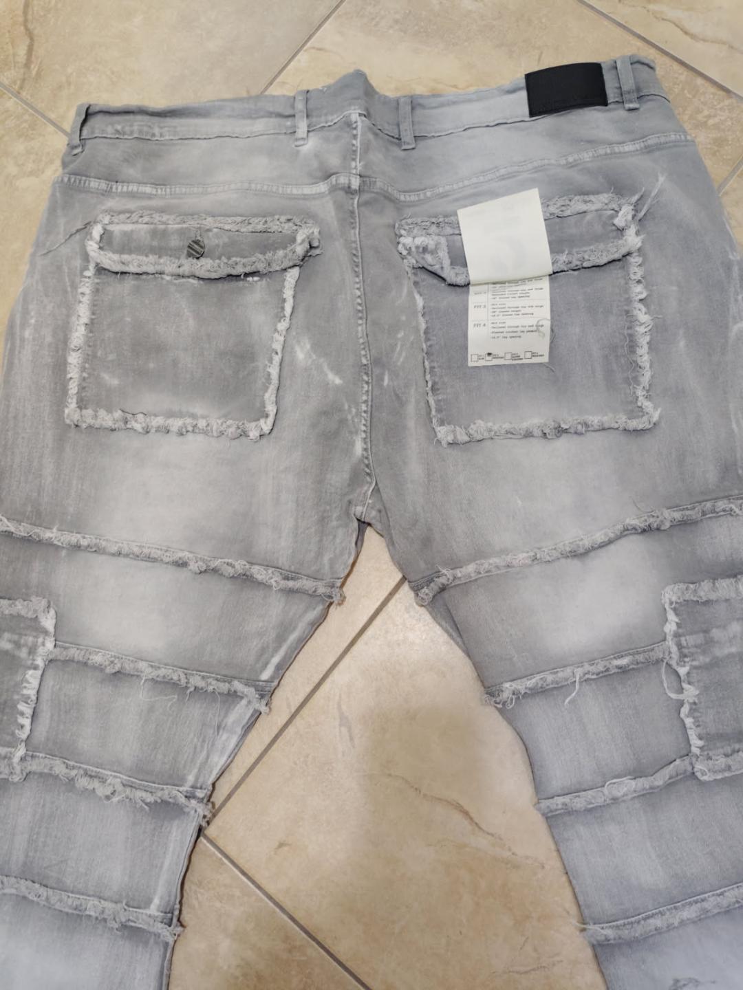 Mens Big and Tall PATCHWORK TRUE STACKED DENIM JEANS FW-33958