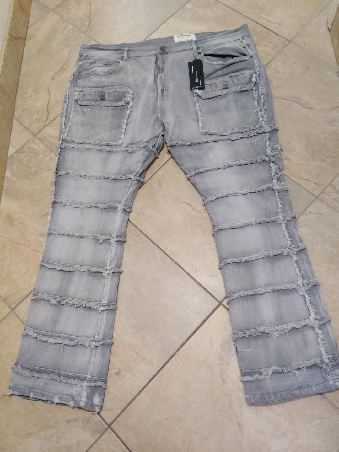 Mens Big and Tall PATCHWORK TRUE STACKED DENIM JEANS FW-33958