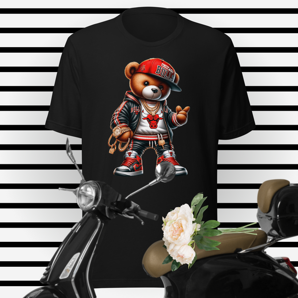 Hip Hop Street Wear Bear Tee Shirt To Match Jordan's Red Black Combo Colors