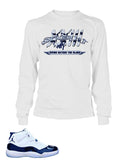 Graphic T Shirt to Match Retro Air Jordan 11 UNC Shoe