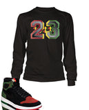 23 Graphic T Shirt to Match Retro Air Jordan 1 High Flynit BHM Shoe
