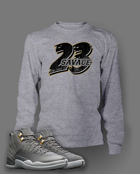 Graphic 23 Savage T Shirt To Match Retro Air Jordan 12 Cool Grey Shoe