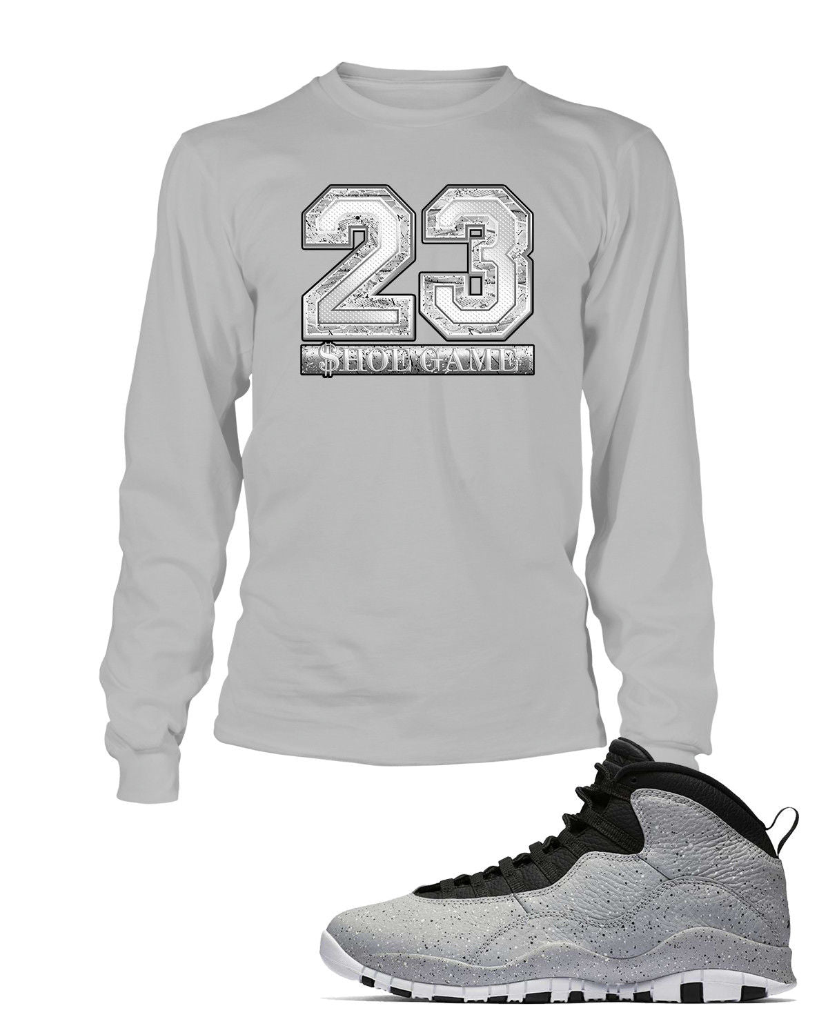 New 23 Graphic T Shirt to Match Retro Air Jordan 10 Light Smoke Shoe