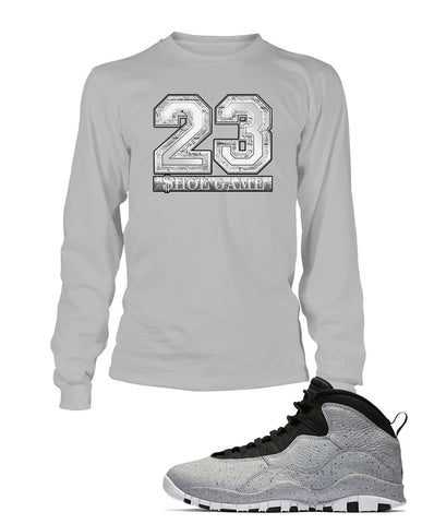 New 23 Graphic T Shirt to Match Retro Air Jordan 10 Light Smoke Shoe