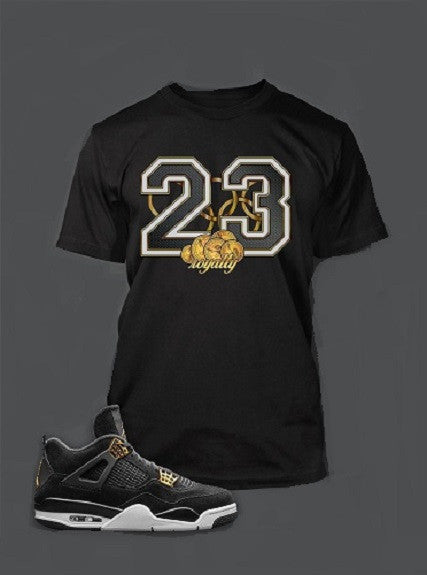 Golden Dollar Graphic T Shirt To Match Retro Air Jordan 4 Black Royalty Shoe