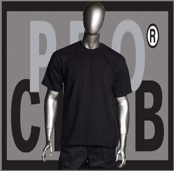 SHORT SLEEVE TEE CREW NECK Pro Club Heavyweight T Shirt (Black) Small to 7XL - Just Sneaker Tees - 1