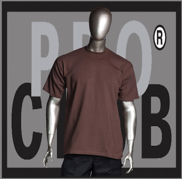 SHORT SLEEVE TEE CREW NECK Pro Club COMFORT T Shirt (Brown) Small to 7XL - Just Sneaker Tees