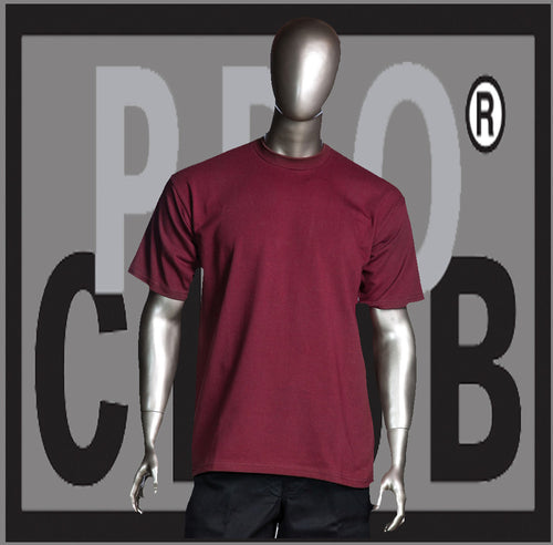 SHORT SLEEVE TEE CREW NECK Pro Club COMFORT T Shirt (Burgandy) Small to 7XL - Just Sneaker Tees