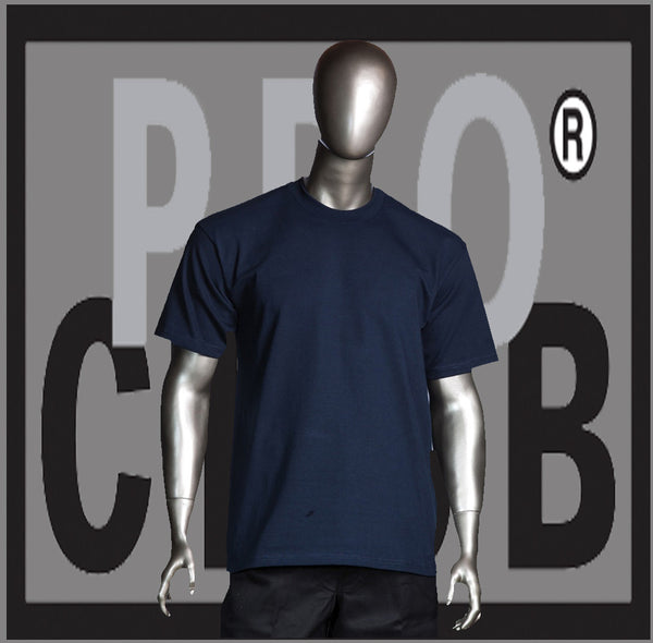 SHORT SLEEVE TEE CREW NECK Pro Club Heavyweight T Shirt (Navy) Small to 7XL Tall Sizes Too - Just Sneaker Tees - 1