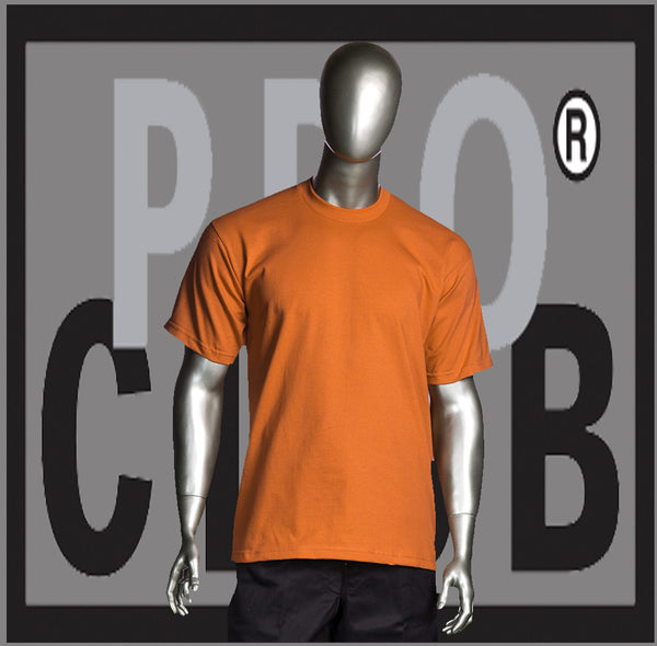 SHORT SLEEVE TEE CREW NECK Pro Club COMFORT T Shirt (Orange) Small to 7XL - Just Sneaker Tees