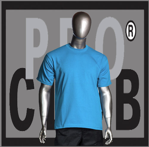 SHORT SLEEVE TEE CREW NECK Pro Club Heavyweight T Shirt (Sky Blue) Small to 7XL Tall Sizes Too - Just Sneaker Tees - 1