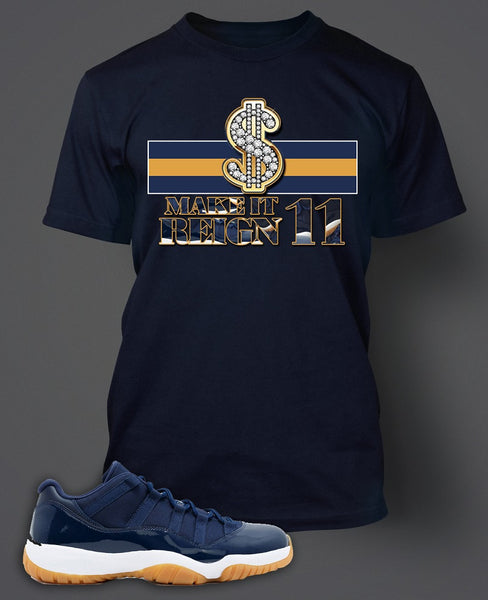 Navy T Shirt To Match Retro Air Jordan 11 Gum Shoe
