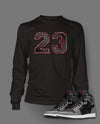Long Sleeve T Shirt To Match Retro Air Jordan 1 Black Cement Shoe - Just Sneaker Tees