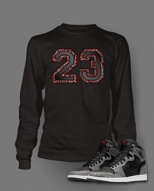 Long Sleeve T Shirt To Match Retro Air Jordan 1 Black Cement Shoe - Just Sneaker Tees