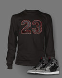 Long Sleeve T Shirt To Match Retro Air Jordan 1 Black Cement Shoe - Just Sneaker Tees