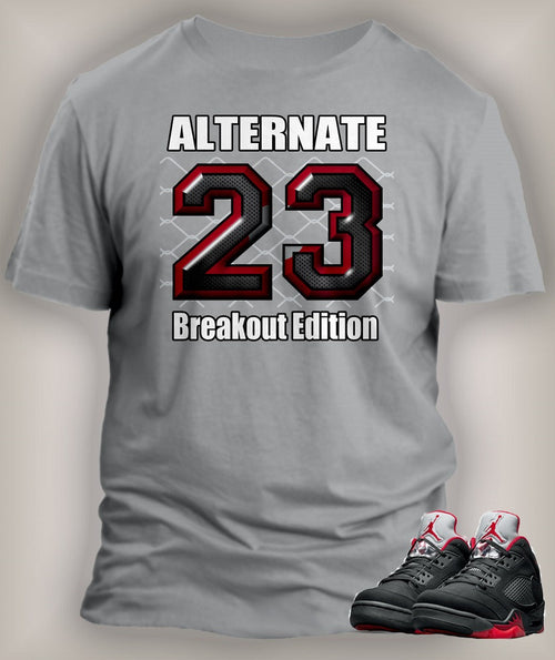 Gray T Shirt To Match Retro Air Jordan 5 Alternate Shoe