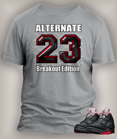 T Shirt To Match Retro Air Jordan 5 Shoe Alternate Breakout Edition - Just Sneaker Tees - 2