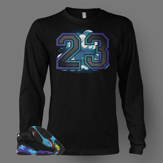 Long Sleeve T Shirt To Match Retro Air Jordan 8 Shoe Aqua - Just Sneaker Tees - 1