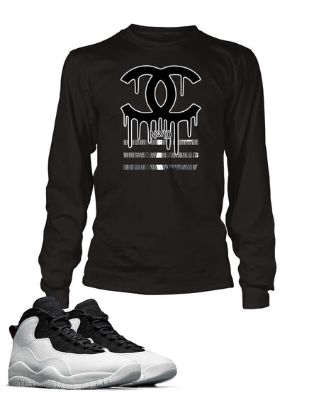 Black and White Drippin GG Graphic T Shirt to Match Air Jordan 10 Retro Shoe