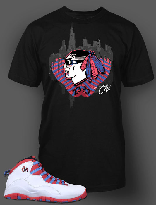 Custom T Shirt To Match Air Jordan 10 Chicago Shoe - Just Sneaker Tees - 1