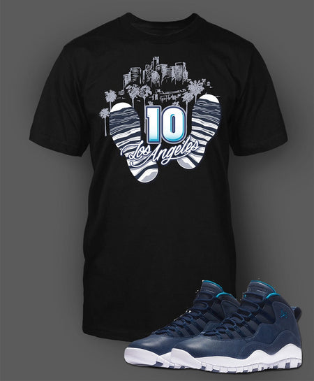 Graphic Navy T Shirt To Match Retro Air Jordan 10 LA Shoe