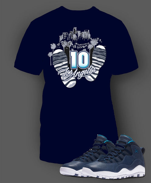 Navy T Shirt To Match Retro Air Jordan 10 LA Shoe 