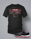 T Shirt To Match Retro Air Jordan 11 Low Top Shoe Fresh Bred - Just Sneaker Tees - 1