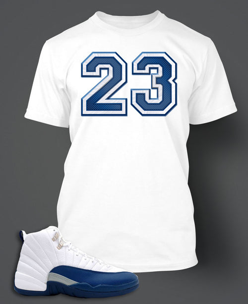 T Shirt To Match Retro Air Jordan 12 Shoe French Blue Custom Tee - Just Sneaker Tees - 1