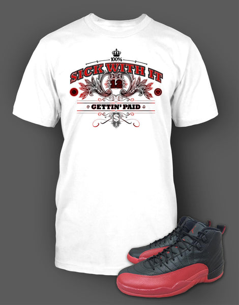 Custom T Shirt To Match Air Jordan 12 Flu Game Shoe - Just Sneaker Tees - 2