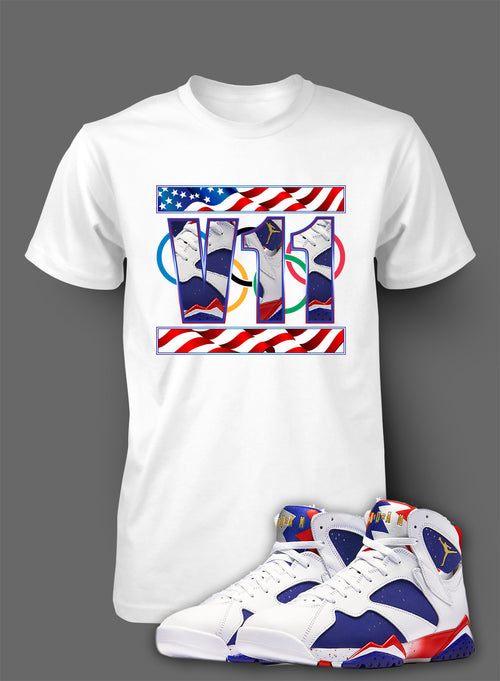 Custom T Shirt To Match Air Jordan 7 Olympic Shoe - Just Sneaker Tees - 2