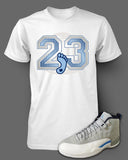 T Shirt To Match Retro Air Jordan 12 Grey/University Blue Shoe