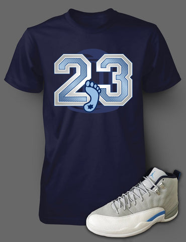 T Shirt To Match Retro Air Jordan 12 Grey/University Blue Shoe