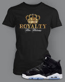 Ladies Fashion Black Royalty T Shirt To Match Retro Air Jordan 6 Shoe