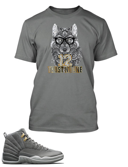 New Wolf, Trust No One Graphic Long Sleeve T Shirt to Match Retro Air Jordan 12 Cool Grey Shoe