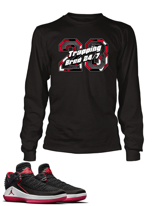 Trappin 24/7 Graphic T Shirt to Match Retro Air Jordan 32 Low Bred Shoe
