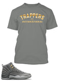Trapper International Graphic T Shirt to Match Retro Air Jordan 12 Cool Grey Shoe