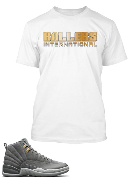 Trappers International Graphic T Shirt to Match Retro Air Jordan 12 Cool Grey Shoe