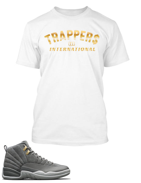 Trappers International Graphic T Shirt to Match Retro Air Jordan 12 Cool Grey Shoe