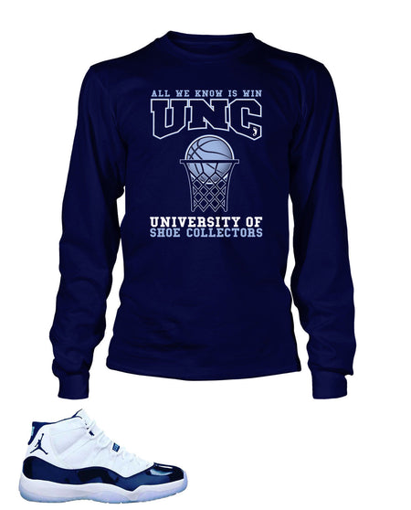 Shoe Collector University T Shirt to Match Retro Air Jordan 11 UNC Shoe