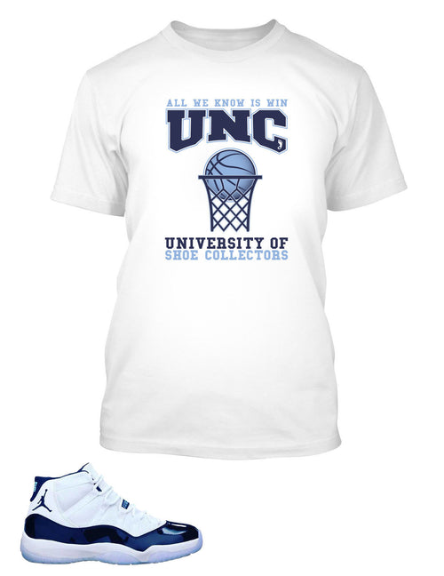 Shoe Collector University T Shirt to Match Retro Air Jordan 11 UNC Shoe