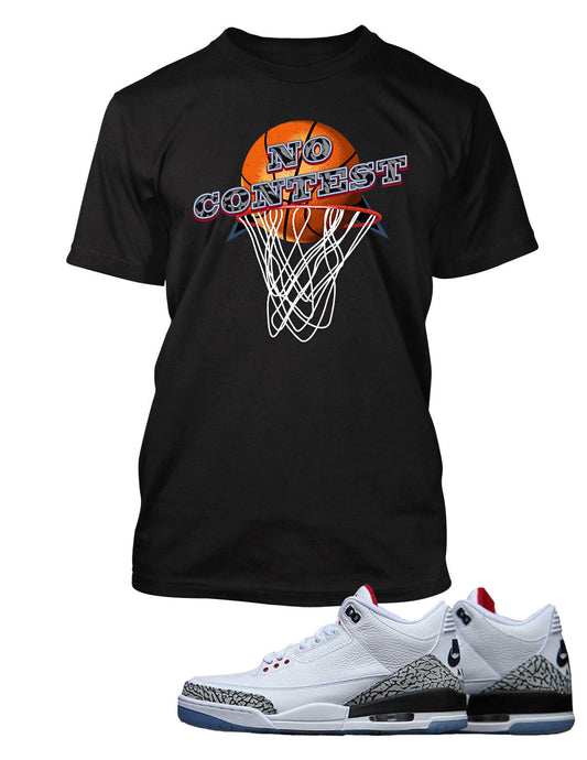 No Contest Graphic T Shirt to Match Retro Air Jordan 3 Black Cement Shoe