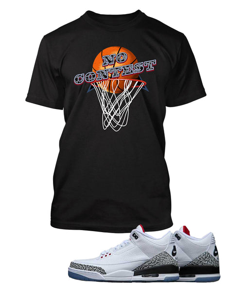 No Contest Graphic T Shirt to Match Retro Air Jordan 3 Black Cement Shoe