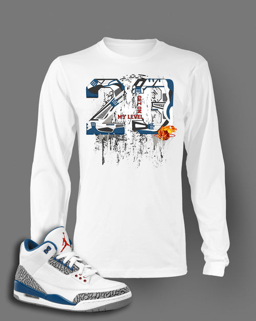 Long Sleeve Graphic T Shirt To Match Retro Air Jordan 3 True Blue Shoes