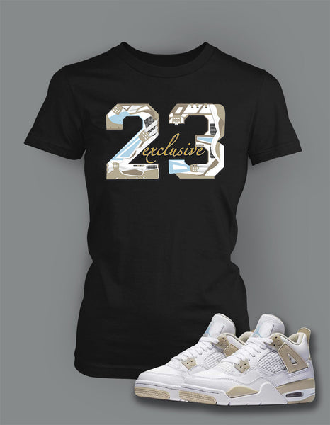 Ladies Bella T Shirt To Match Retro Air Jordan 4 Linen Shoe