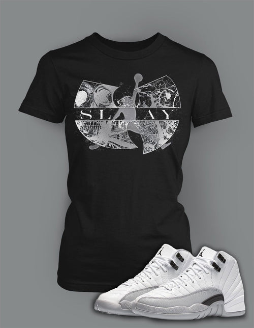 Ladies Bella T Shirt To Match Retro Air Jordan 12 Wolf Grey Shoe