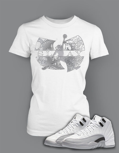 Ladies Bella T Shirt To Match Retro Air Jordan 12 Wolf Grey Shoe