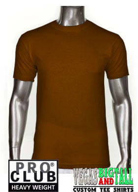 PRO CLUB Short Sleeve  HEAVYWEIGHT Premium T Shirt Brown