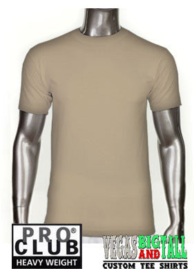 PRO CLUB Short Sleeve  HEAVYWEIGHT Premium T Shirt Khaki 